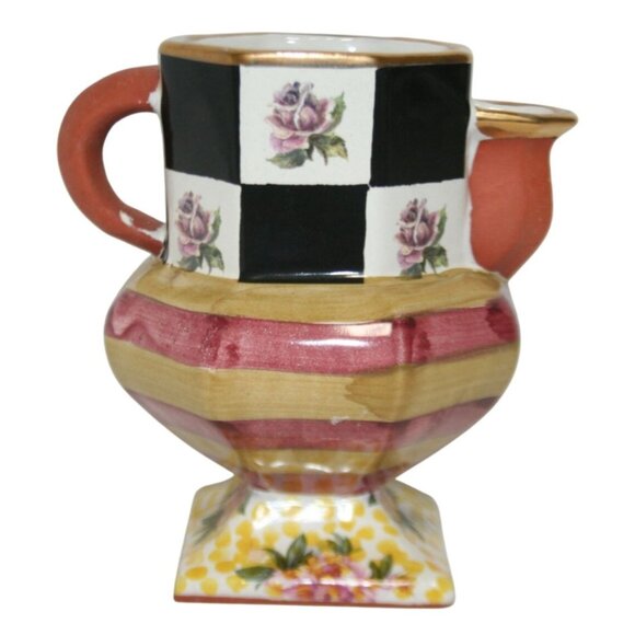 MacKenzie-Childs Other - MacKenzie Childs Frank & Mustard Creamer Torquay Sea & Shore Floral Check No Lid